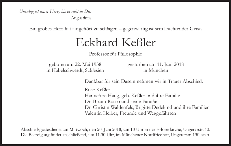  Traueranzeige für Eckhard Keßler vom 16.06.2018 aus Süddeutsche Zeitung