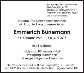 Traueranzeige von Emmerich Bünemann von Süddeutsche Zeitung