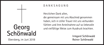 Traueranzeige von Georg Schönwald von Süddeutsche Zeitung