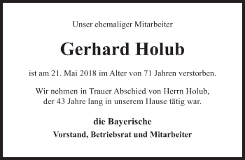 Traueranzeige von Gerhard Holub von Süddeutsche Zeitung