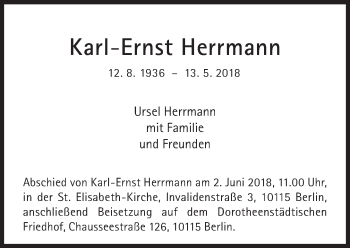 Traueranzeige von Karl-Ernst Herrmann von Süddeutsche Zeitung