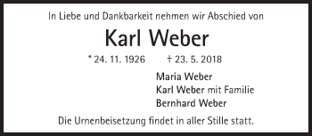 Traueranzeige von Karl Weber von Süddeutsche Zeitung