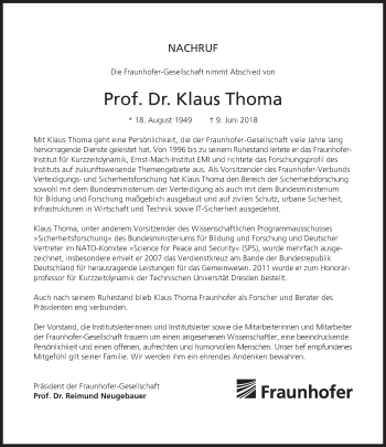 Traueranzeige von Klaus Thoma von Süddeutsche Zeitung