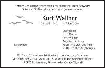 Traueranzeige von Kurt Wallner von Süddeutsche Zeitung