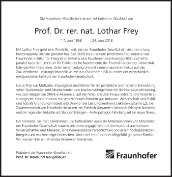 Traueranzeige von Lothar Frey von Süddeutsche Zeitung
