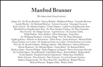 Traueranzeige von Manfred Brunner von Süddeutsche Zeitung