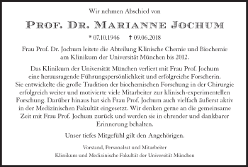 Traueranzeige von Marianne Jochum von Süddeutsche Zeitung