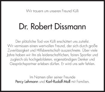 Traueranzeige von Robert Dissmann von Süddeutsche Zeitung
