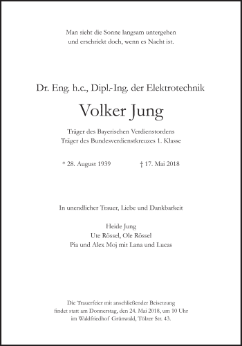 Traueranzeige von Volker Jung von Süddeutsche Zeitung