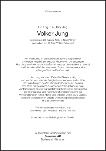 Traueranzeige von Volker Jung von Süddeutsche Zeitung