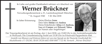 Traueranzeige von Werner Brückner von Süddeutsche Zeitung