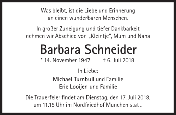 Traueranzeige von Barbara Schneider von Süddeutsche Zeitung