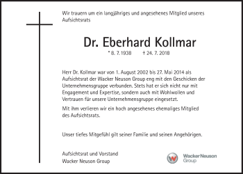 Traueranzeige von Eberhard Kollmar von Süddeutsche Zeitung