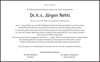 Traueranzeige von Jürgen Nehls von Süddeutsche Zeitung