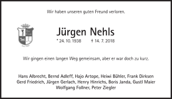 Traueranzeige von Jürgen Nehls von Süddeutsche Zeitung