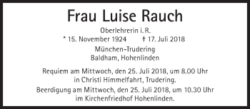 Traueranzeige von Luise Rauch von Süddeutsche Zeitung