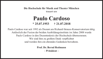 Traueranzeige von Paulo Cardoso von Süddeutsche Zeitung