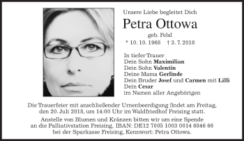 Traueranzeige von Petra Ottowa von Süddeutsche Zeitung