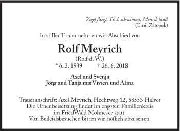 Traueranzeige von Rolf Meyrich von Süddeutsche Zeitung