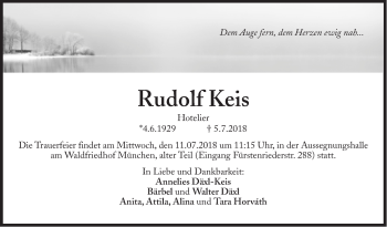 Traueranzeige von Rudolf Keis von Süddeutsche Zeitung