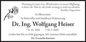 Traueranzeige von Wolfgang Heiser von Süddeutsche Zeitung
