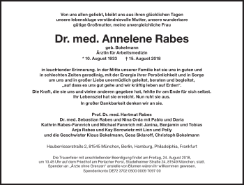 Traueranzeige von Annelene Rabes von Süddeutsche Zeitung