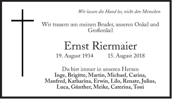 Traueranzeige von Ernst Riermaier von Süddeutsche Zeitung