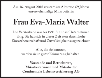 Traueranzeige von Eva-Maria Walter von Süddeutsche Zeitung