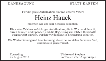 Traueranzeige von Heinz Hauck von Süddeutsche Zeitung