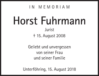 Traueranzeige von Horst Fuhrmann von Süddeutsche Zeitung