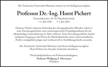 Traueranzeige von Horst Pichert von Süddeutsche Zeitung