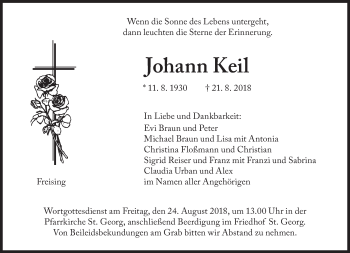 Traueranzeige von Johann Keil von Süddeutsche Zeitung