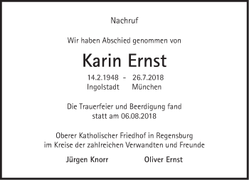 Traueranzeige von Karin Ernst von Süddeutsche Zeitung