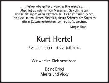Traueranzeige von Kurt Hertel von Süddeutsche Zeitung