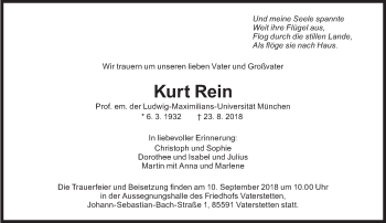 Traueranzeige von Kurt Rein von Süddeutsche Zeitung