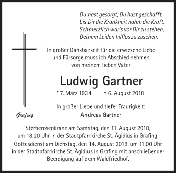 Traueranzeige von Ludwig Gartner von Süddeutsche Zeitung