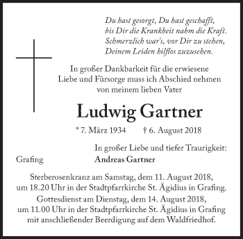 Traueranzeige von Ludwig Gartner von Süddeutsche Zeitung