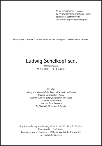 Traueranzeige von Ludwig Schelkopf von Süddeutsche Zeitung