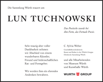 Traueranzeige von Lun Tuchnowski von Süddeutsche Zeitung