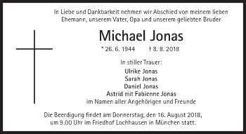 Traueranzeige von Michael Jonas von Süddeutsche Zeitung