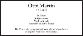Traueranzeige von Otto Martin von Süddeutsche Zeitung