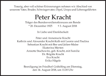 Traueranzeige von Peter Kracht von Süddeutsche Zeitung