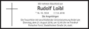 Traueranzeige von Rudolf Loibl von Süddeutsche Zeitung