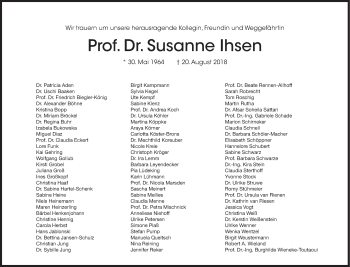 Traueranzeige von Susanne Ihsen von Süddeutsche Zeitung