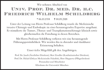Traueranzeige von Friedrich-Wilhelm Schildberg von Süddeutsche Zeitung