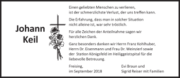 Traueranzeige von Johann Keil von Süddeutsche Zeitung