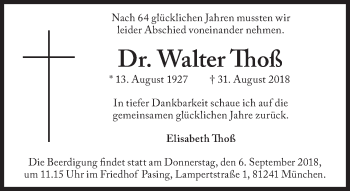 Traueranzeige von Walter Thoß von Süddeutsche Zeitung