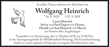 Traueranzeige von Wolfgang Heinrich von Süddeutsche Zeitung