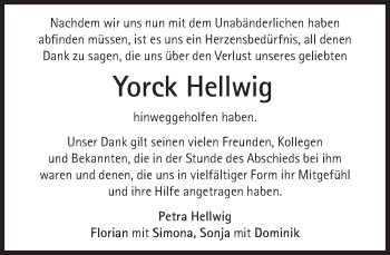Traueranzeige von Yorck Hellwig von Süddeutsche Zeitung