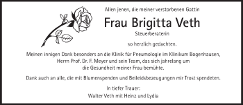 Traueranzeige von Brigitta Veth von Süddeutsche Zeitung